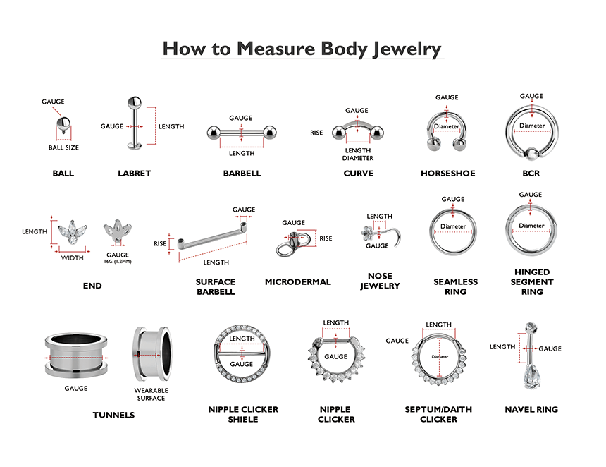 Piercing Sizes Giometal Body Jewelry