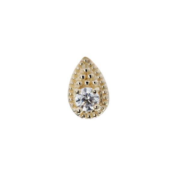 18Kt Solid Gold Diamond Teardrop Threadless Top