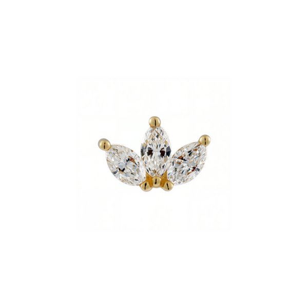 18Kt Solid Gold Diamond Trinity Marquise Threadless Top