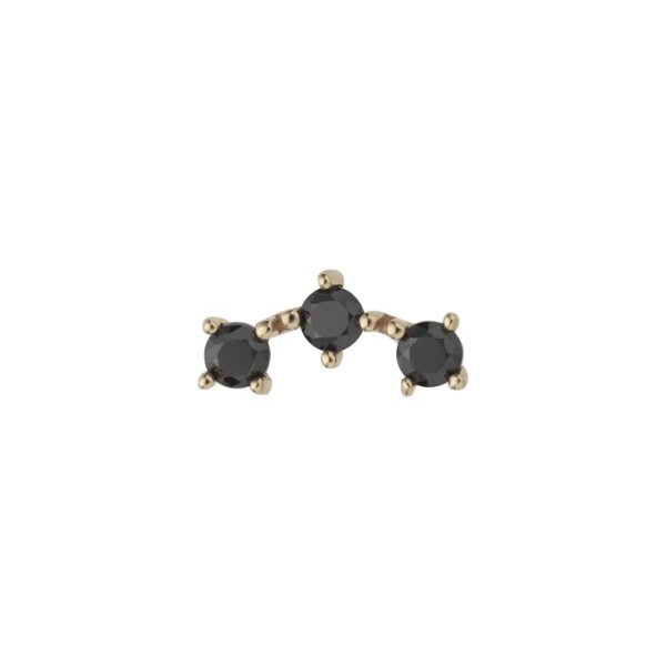 14Kt Solid Yellow Gold Triple Black Prongs Top