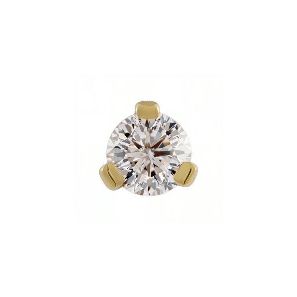 18Kt Solid Yellow Gold 3 Prongs Set Threadless Top