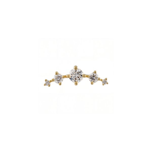 18Kt Solid Yellow Gold Gemmed Crescent Threadless Top