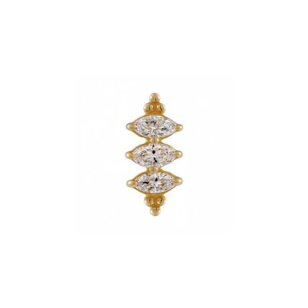 18Kt Solid Yellow Gold Trinity Marquise Que Threadless Top