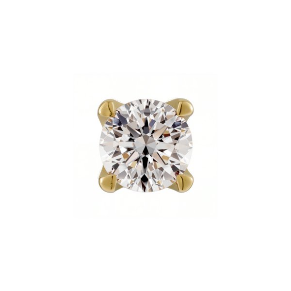 18Kt Solid Yellow Gold 4 Prongs Set Threadless Top
