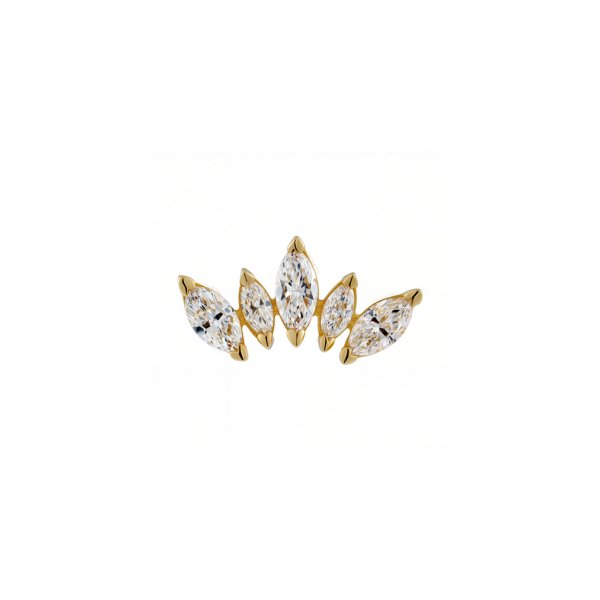 18Kt Solid Yellow Gold Marquise Cluster Threadless Top
