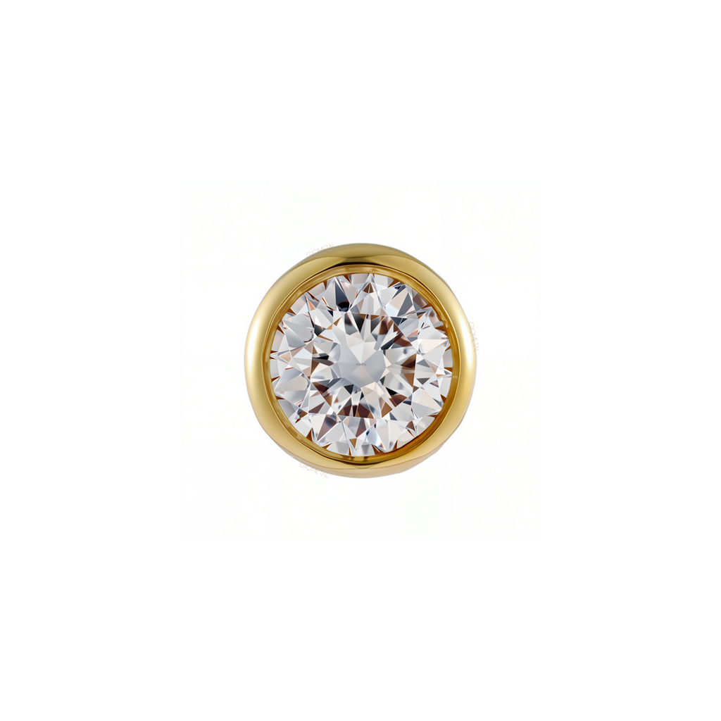 18Kt Solid Yellow Gold Bezel Set Threadless Top - Giometal Body Jewelry
