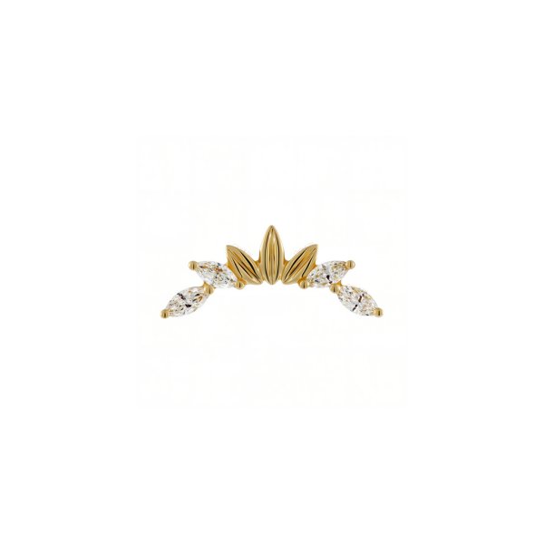 18Kt Solid Yellow Gold Gemmed Tiara Threadless Top
