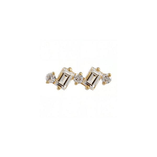 18Kt Solid Yellow Gold Baguetter and Round Threadless Top