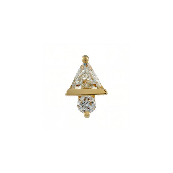 18Kt Solid Yellow Gold Trillion and Round Threadless Top