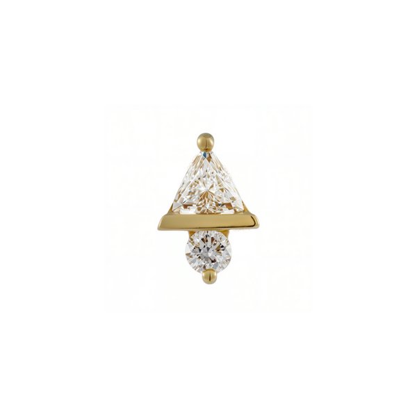 18Kt Solid Yellow Gold Trillion and Round Threadless Top