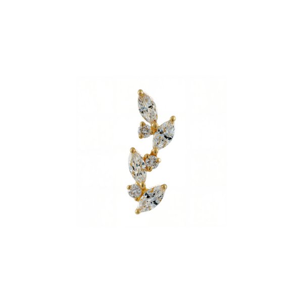 18Kt Solid Yellow Gold Multi Shape Cluster Threadless Top