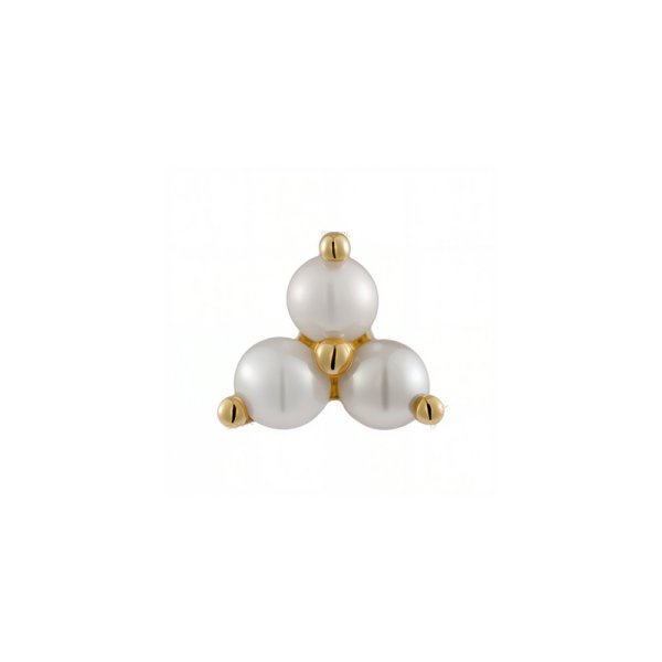 18Kt Solid Yellow Gold Trinity Freshwater Pearl Threadless Top