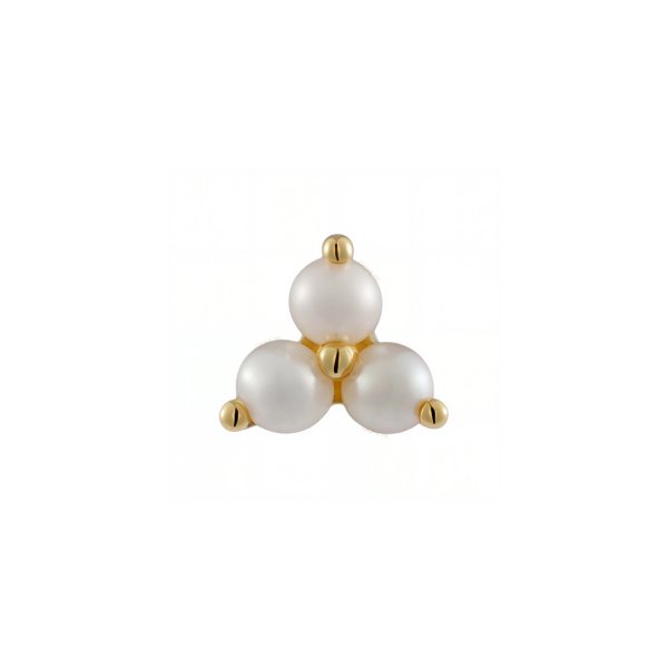 18Kt Solid Yellow Gold Trinity Freshwater Pearl Threadless Top