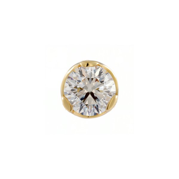 18Kt Solid Yellow Gold 3 Prongs Set Threadless Top