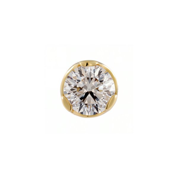 18Kt Solid Yellow Gold 3 Prongs Set Threadless Top
