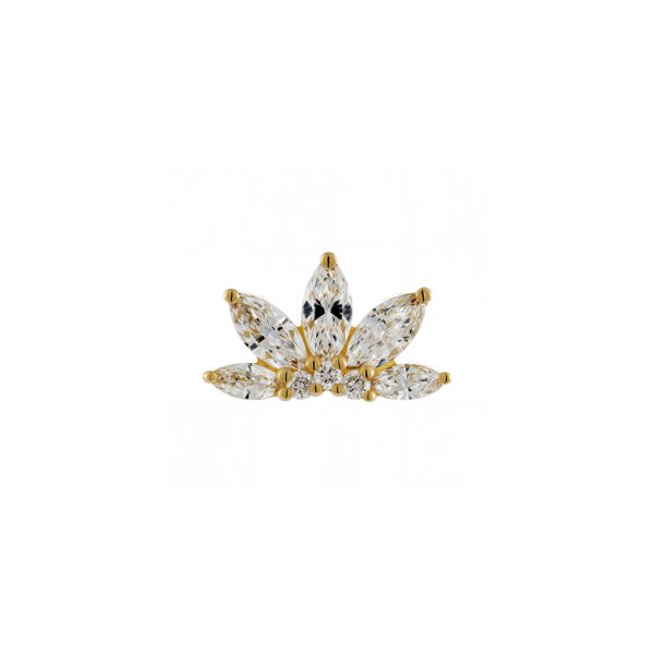 18Kt Solid Gold Diamond Marquise Lotus Threadless Top