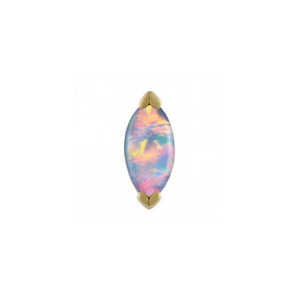 18Kt Solid Yellow Gold Opal Marquise Threadless Top