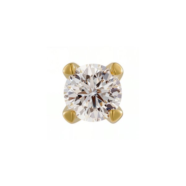 18Kt Solid Yellow Gold 4 Prongs Set Threadless Top
