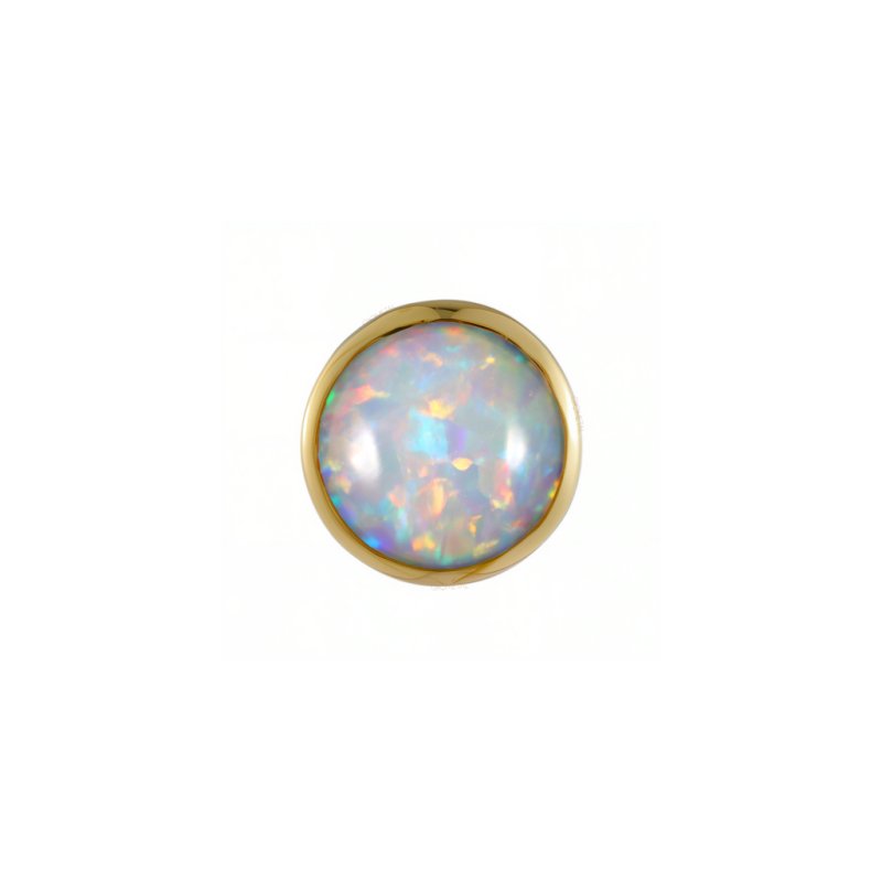 18Kt Solid Yellow Gold Bezel Opal Threadless Top - Giometal Body Jewelry