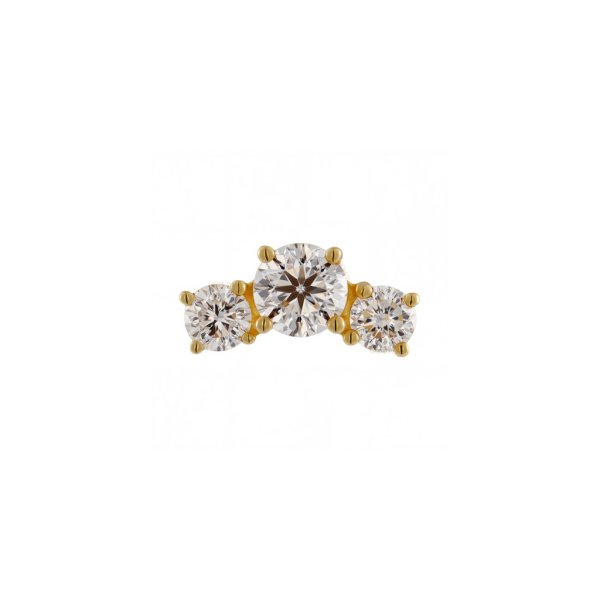 18Kt Solid Yellow Gold Triple Prongs Threadless Top
