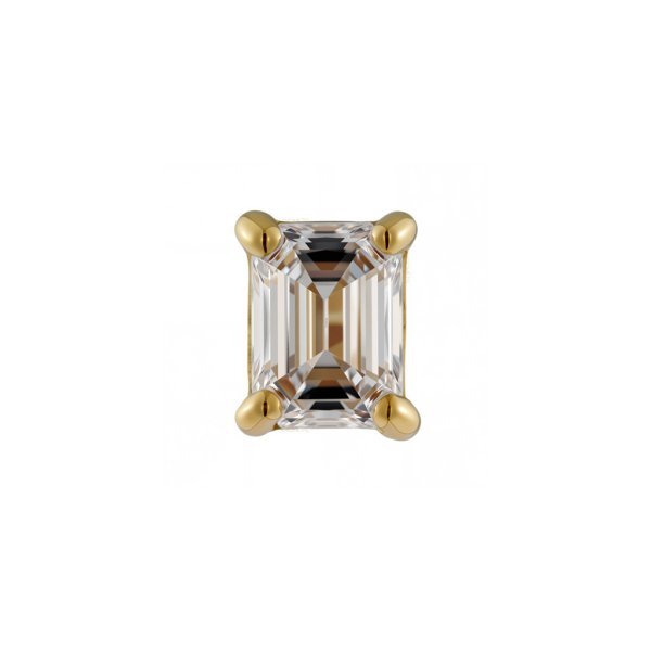18Kt Solid Yellow Gold Baguette Prong Threadless Top