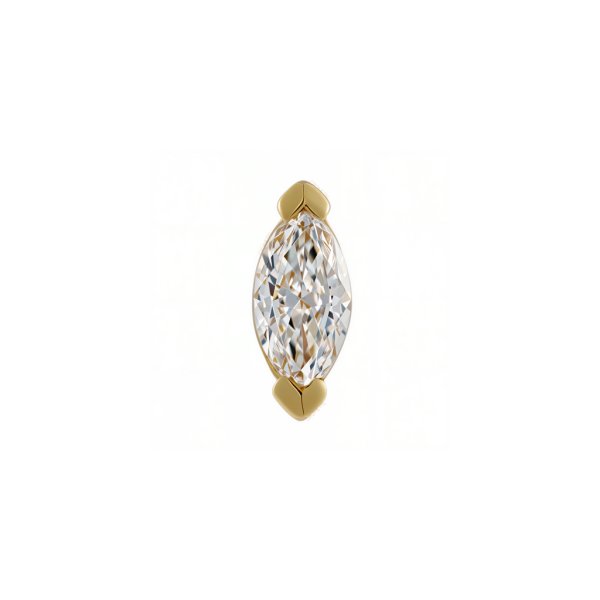 18Kt Solid Yellow Gold Marquise Threadless Top
