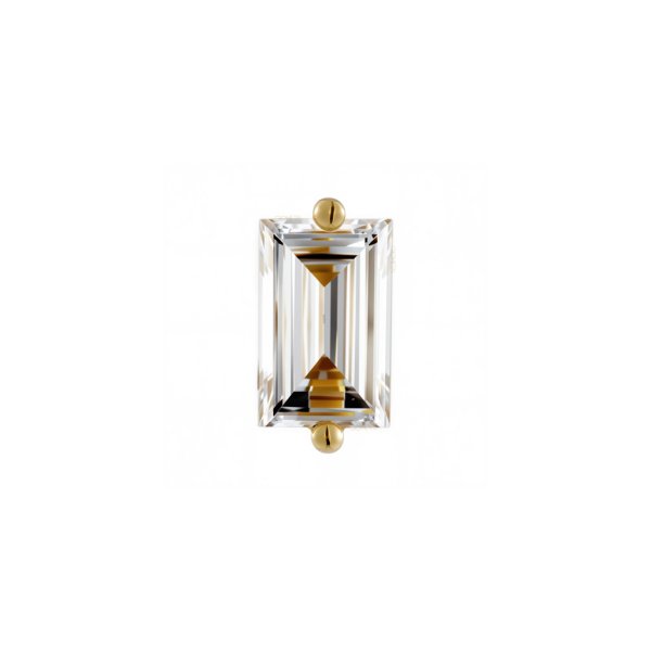 18Kt Solid Yellow Baguette Prong Threadless Top