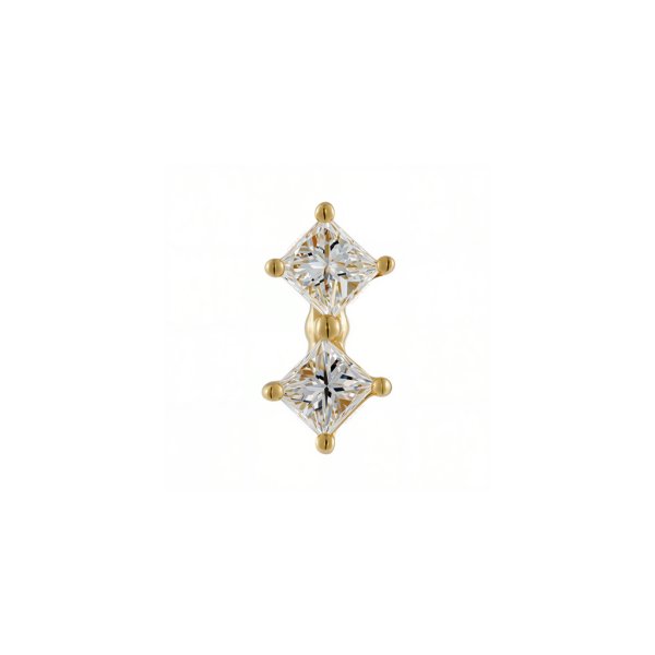 18Kt Solid Yellow Double Princess Shape Threadless Top