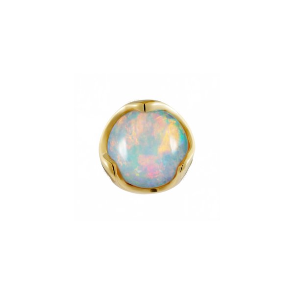 18Kt Solid Yellow 3 Prongs Opal Top Threadless Top
