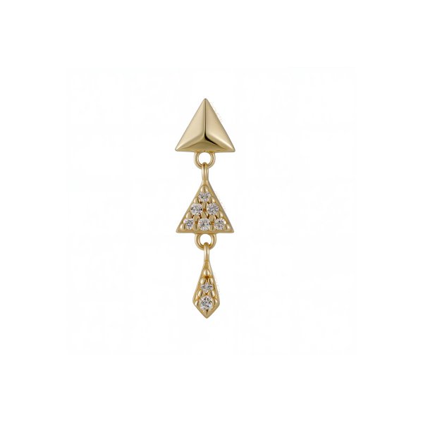18Kt Solid Yellow Gold Pyramid with Triangel and Kite Dangle Threadless Top