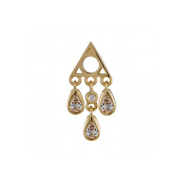 18Kt Triangle with Teardrop Dangle Threadless Top