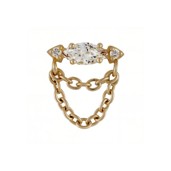 18Kt Marquise with Double Chain Dangle Threadless Top