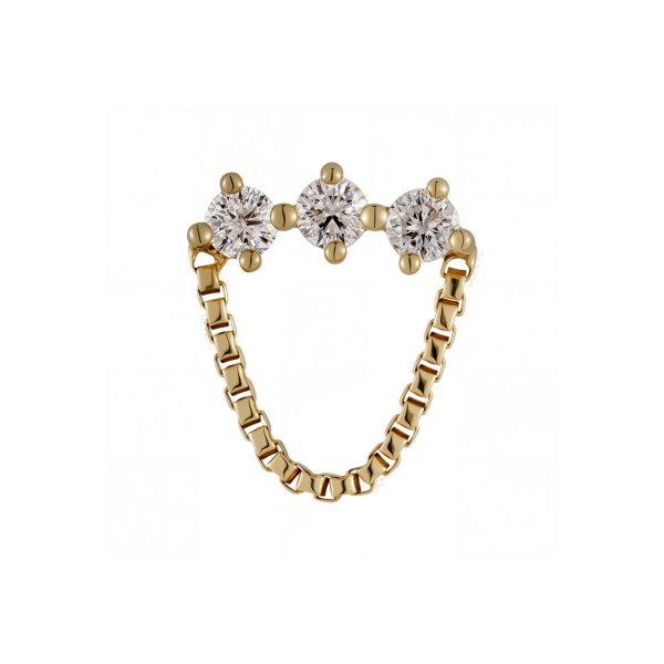 18Kt Tiple Stone with Chain Dangle Threadless Top