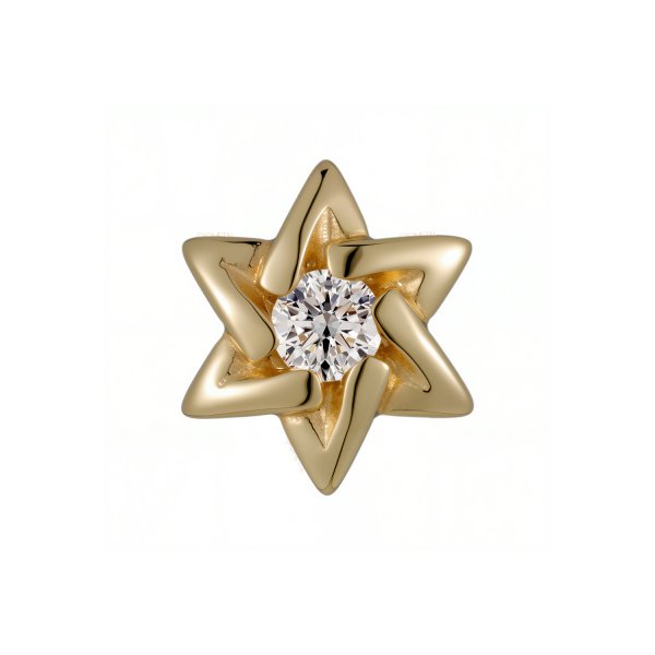 18Kt Solid Yellow Gold Gemmed Star of David Threadless Top