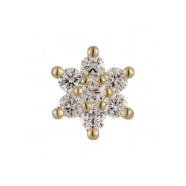 18Kt Solid Yellow Gold Flower Threadless Top