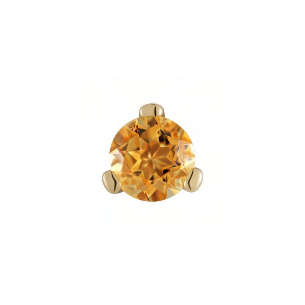 18Kt Solid Yellow Gold 3 Prongs Set Threadless Top