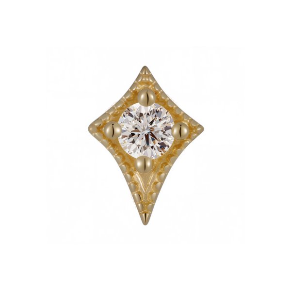 18Kt Solid Yellow Gold North Star Threadless Top