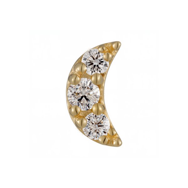 18Kt Solid Yellow Gold Gemmed Moon Threadless Top