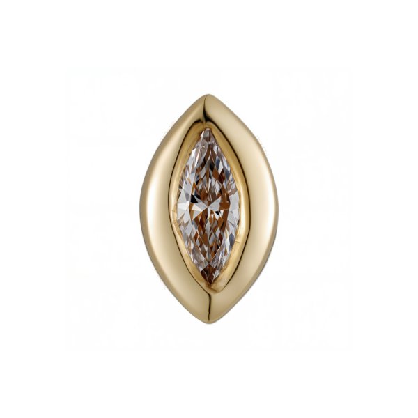 18Kt Solid Yellow Gold Marquise Bezel Threadless Top