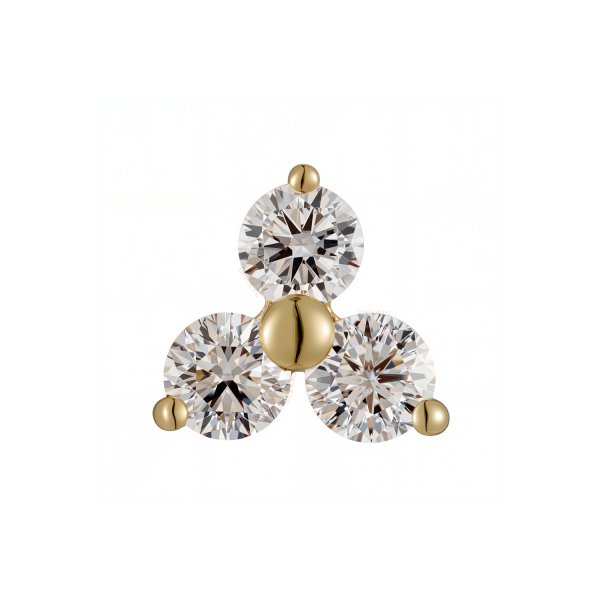 18Kt Solid Yellow Gold Trinity Threadless Top