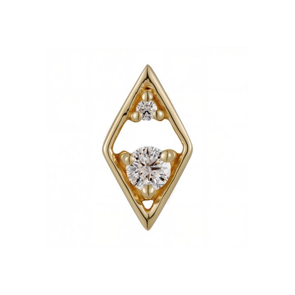 18Kt Solid Yellow Gold Gemmed Rhombus Threadless Top