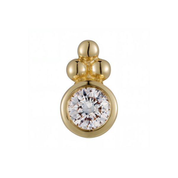 18Kt Solid Yellow Gold Bezel with Trio Bead Threadless Top