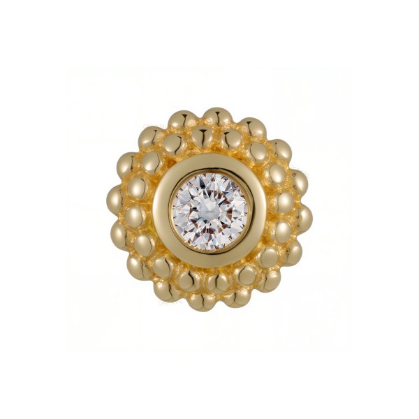 18Kt Solid Yellow Gold Beaded Bezel Center Threadless Top