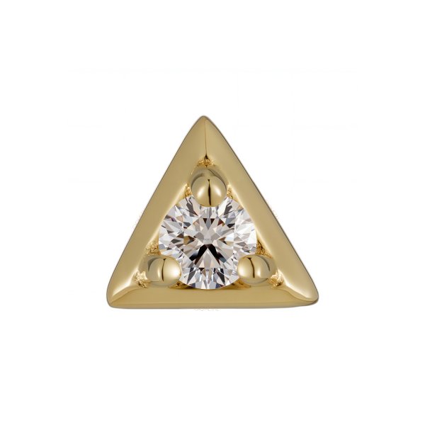 18Kt Solid Yellow Gold Gemmed Triangle Threadless Top