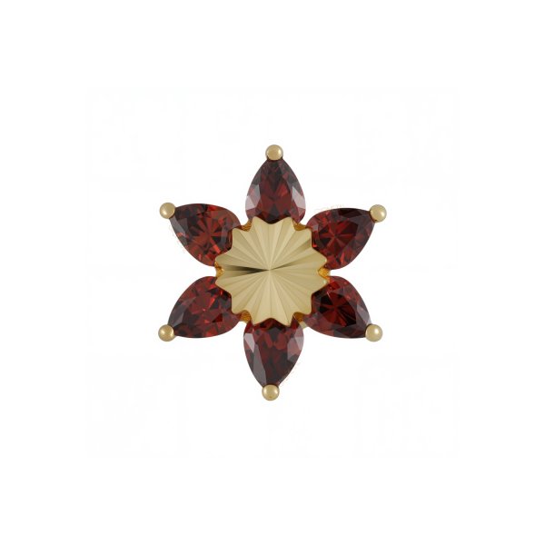 18Kt Six-Petaled Flower with Radiant Center Threadless Top