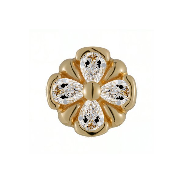 18Kt Four-Petaled Flower Threadless Top