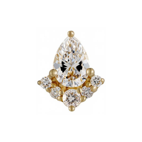 18Kt Teardrop and Round CZ Cluster Threadless Top