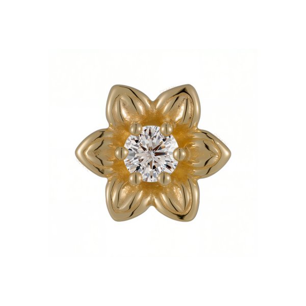 18Kt Gemmed Flower Threadless Top