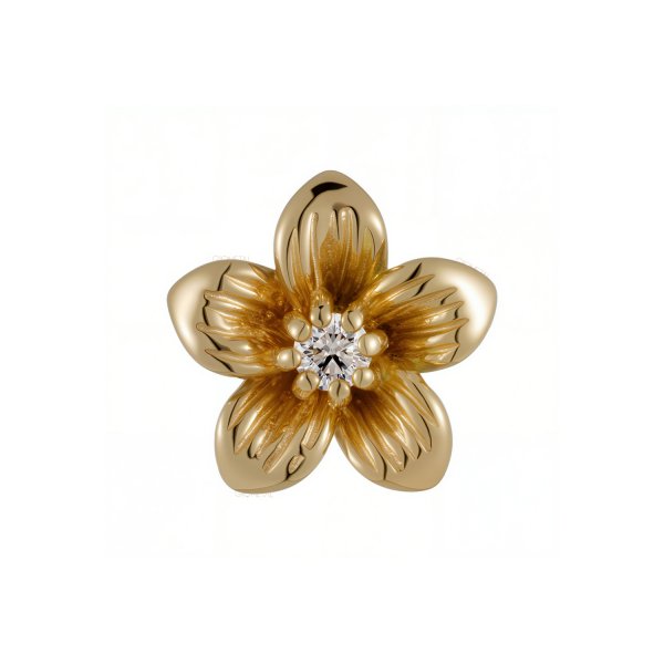 18Kt Gemmed Flower Threadless Top