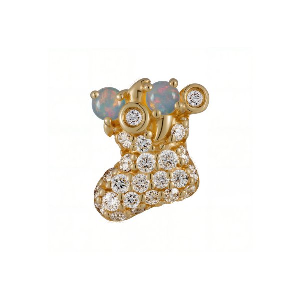 18Kt Christmas Gemmed Sock Threadless Top